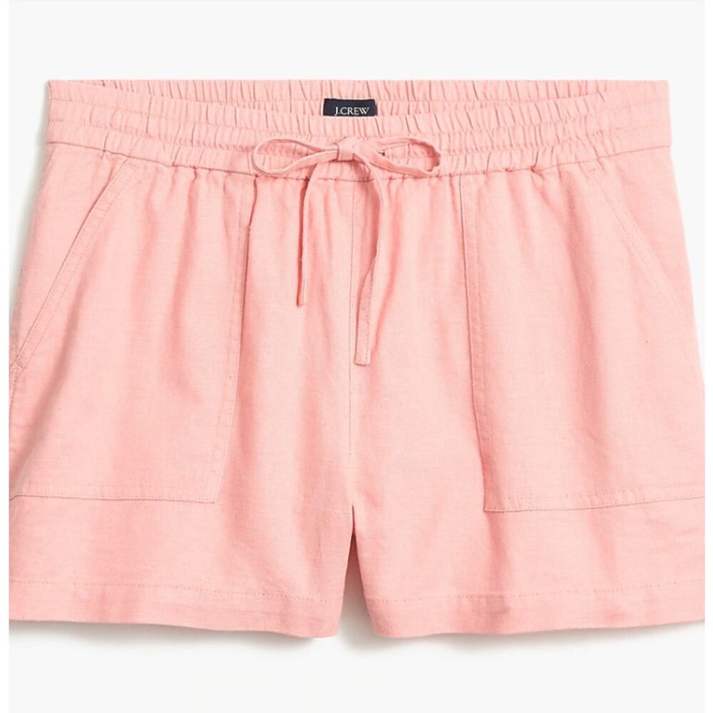 NWT J. Crew Factory Pink Linen-Blend Drawstring Shorts Size XL
